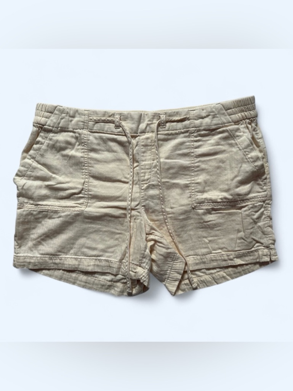 Old Navy Safari Short in Cream Size XL Drawstring Cotton Pockets High Rise